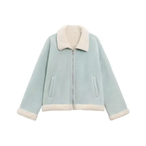 RTTO Светло-синие Женские Бархатные Куртки