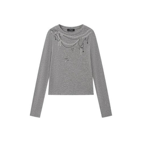 Ed Hardy Светлый Дымчатый Серый Женские T-Рубашки