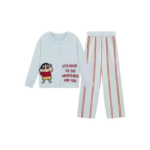 QINZUIMAO 9129 Бирюзовое облако Синий Женские Пижамные комплекты