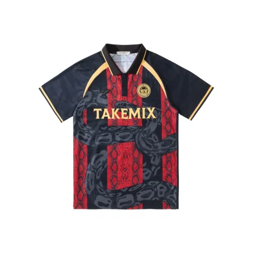 TAKEMIX Футбол Джерси T Рубашка Унисекс Черный Красный