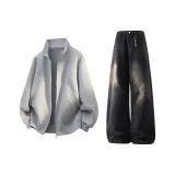 Топ Фотиния Серый + Черные Штаны