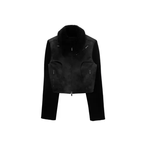 TREEMINGBIRD 2 WAY Ожерелье-чокер KNIT Рукав Crack Кожа Куртка Куртки Пальто Женские