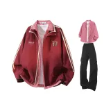 Бордовый + Красный Клетка Рубашка + Черные Штаны