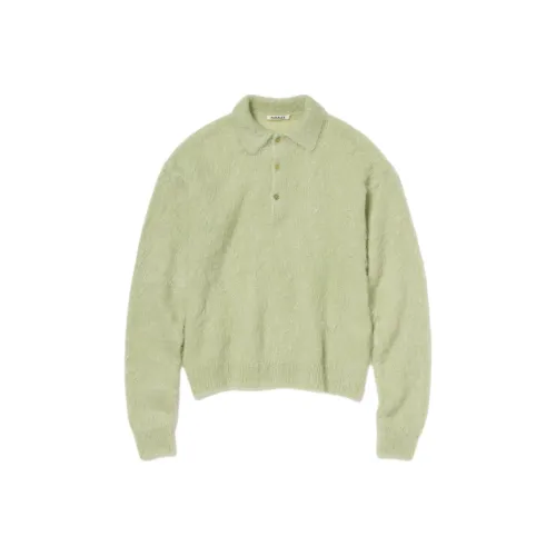 Auralee FW25 Брушированный Супер KID Мохер KNIT POLO Свитер Мужской