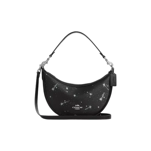 COACH Aria Холст с покрытием и гладкая кожа через плечо сумка большая женская черная