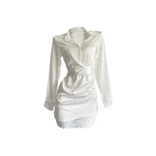 CDAYU Белый Женский Длинный Рукав Платья