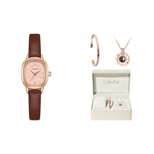 ColevKie Кварцевый механизм натуральная кожа ремень женские часы циферблат цвета кофе