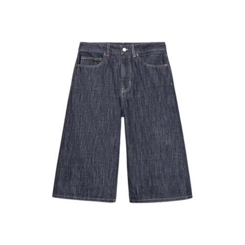 ZARA Trf Темный Индиго Циан Женские Джинсовые Шорты