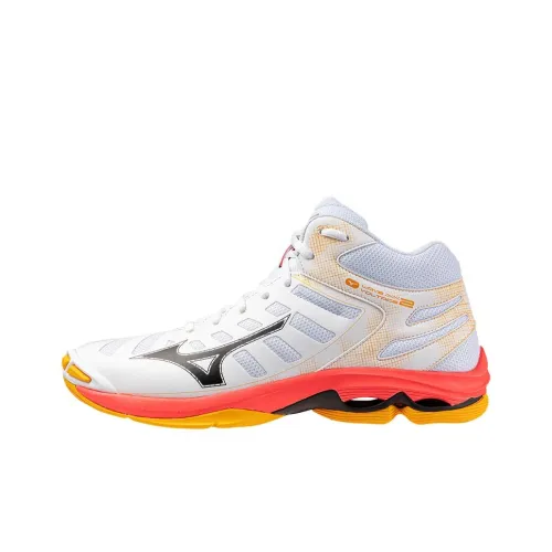 Mizuno Wave Voltage 2 MID Топ Волейбольные кроссовки Унисекс Белый Красный Оранжевый