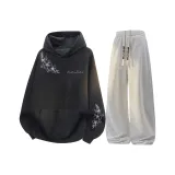 Чёрный топ + серые штаны Фотиния