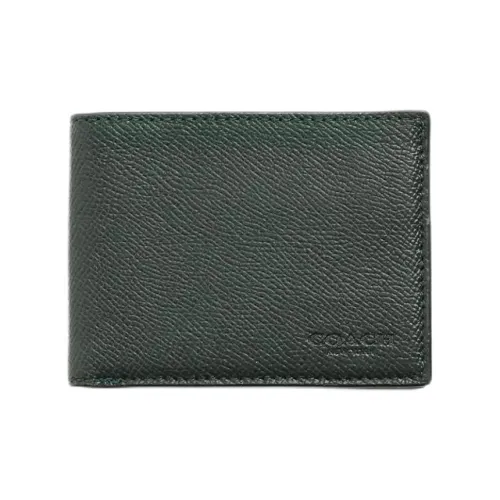 COACH Кошелек из кожи Billfold Wallet Мини Женский Racing Зеленый