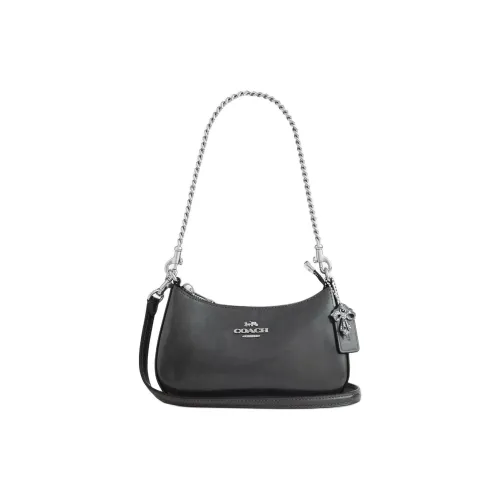 COACH Teri Spazzolato Кожа Сумка через плечо Сумка на плечо Мини Женская Серебряная Металлическая