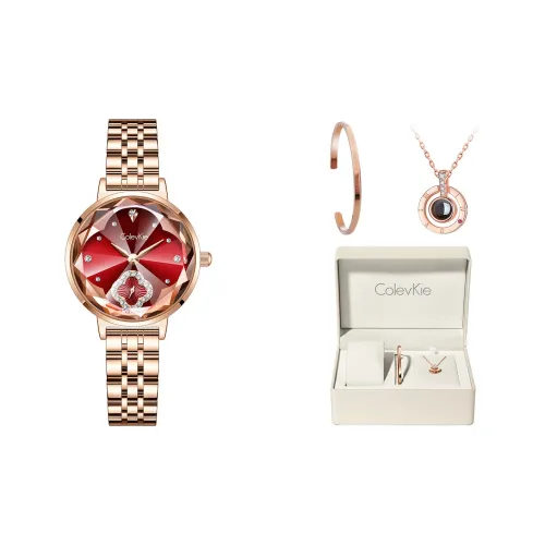 ColevKie Кварцевый механизм нержавеющая сталь ремешок для часов женские часы красный циферблат
