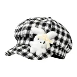 Черно-белая клетка, кролик, восьмиугольная кепка, черно-белая клетка