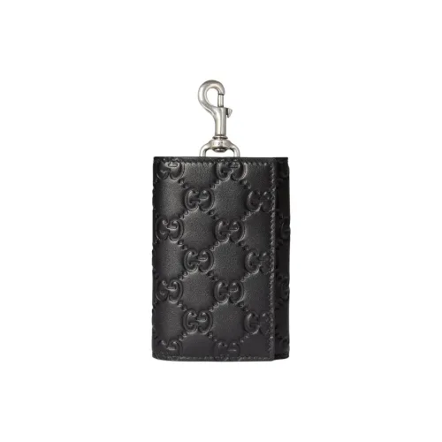 GUCCI GG Emblem Кожа Key Pouch Мужской Черный