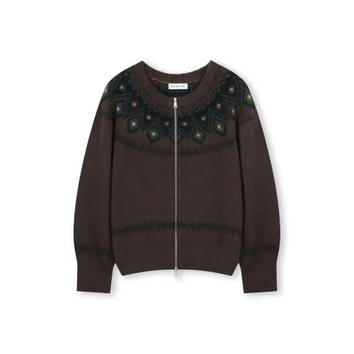 BESLOW Скандинавский KNIT Круглый вырез ZIP UP Кардиган Трикотаж Мужской