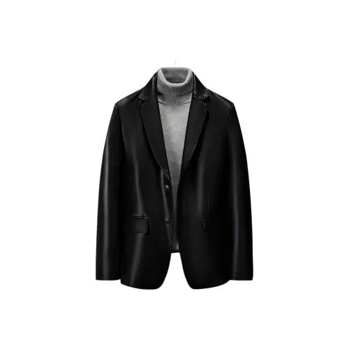 H YXIANG Черные Мужские Кожаные Куртки