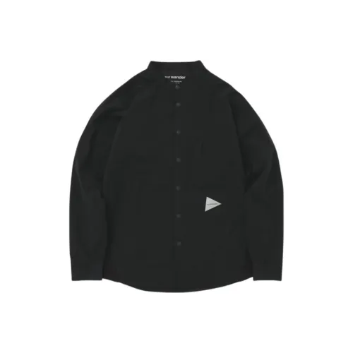 And wander Collaboration Fw25 Флис Подкладочная ткань Полоска Ожерелье-чокер Рубашка Унисекс