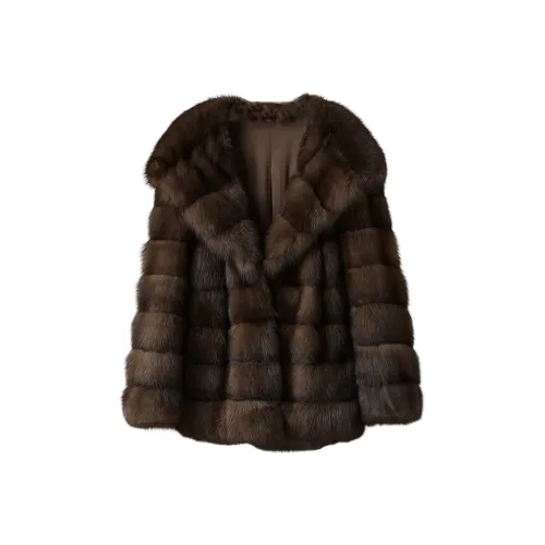 Delanie Фиолетовый Норка Гипсофила С капюшоном MID Длина (размер в длину) Женские Меховые изделия