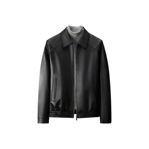 H YXIANG Черные Мужские Кожаные Куртки