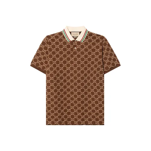 GUCCI Мужская поло коричневого цвета