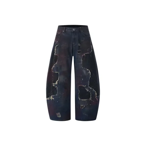 BAOMIKA Ржаво-синие серые унисекс джинсы