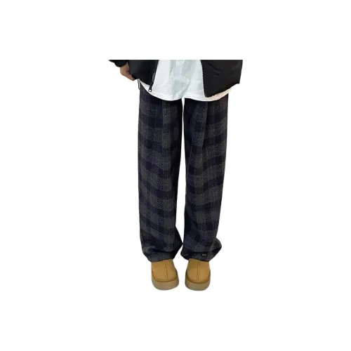 DEMAVIE Темно-синие клетчатые унисекс повседневные штаны