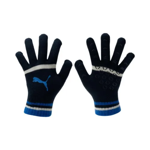 PUMA Акриловые вязаные перчатки Мужские Черный Морской синий Белый