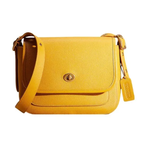 COACH RAMBLER Pebble Кожа Сумка через плечо Маленькая Женская Желтая