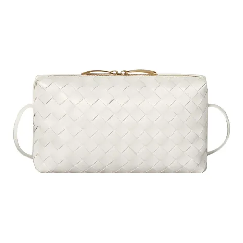 Bottega Veneta Сумка через плечо из телячьей кожи белого цвета