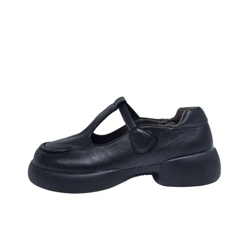 Wuji Квадратный каблук Преппи стиль Обувь без подкладки Женская