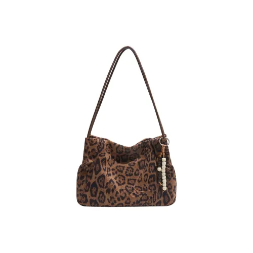 FCTOSSR Замша Сумка через плечо Стандартная Женская с леопардовым принтом Черная Кофейная Коричневая
