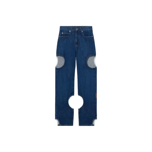 Off Белый и синий цвет Женские Джинсы