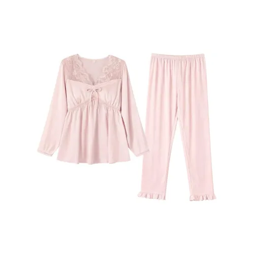 Daiyindie Осенние и зимние пижамы женские ледяной шелк с длинными рукавами штаны