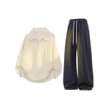 Абрикосовый топ+черные брюки