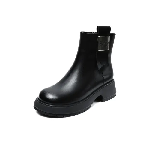 ZUOSAISI Martin Boots Black Wool Women's