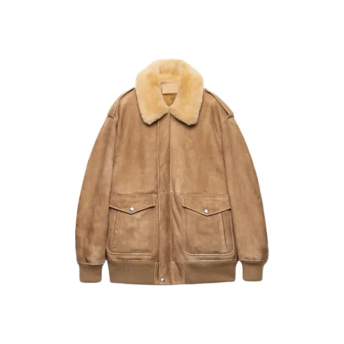 PRADA Коричневые Женские Кожаные Куртки