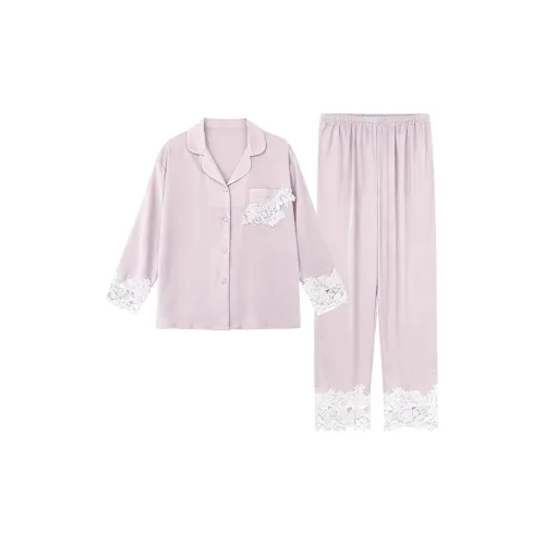 Daiyindie Осенне-зимняя пижама для женщин ледяной шелк с длинными рукавами домашняя одежда