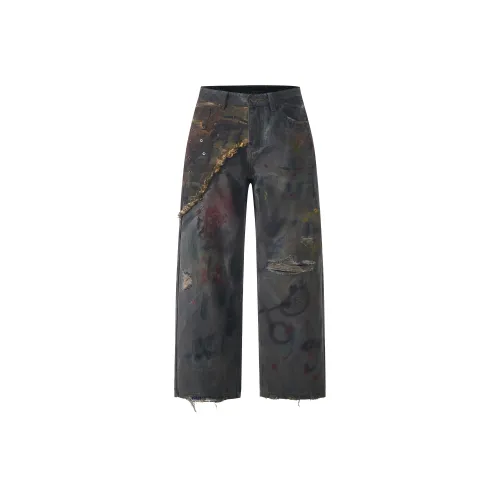 BAOMIKA Colorful Stain Синий Унисекс Джинсы