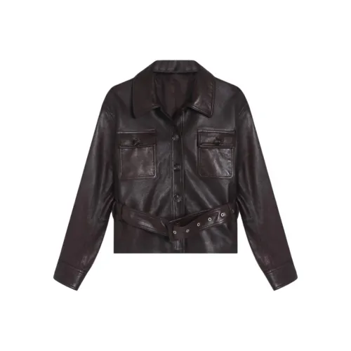 GZQJ Кофе Женские Кожаные куртки