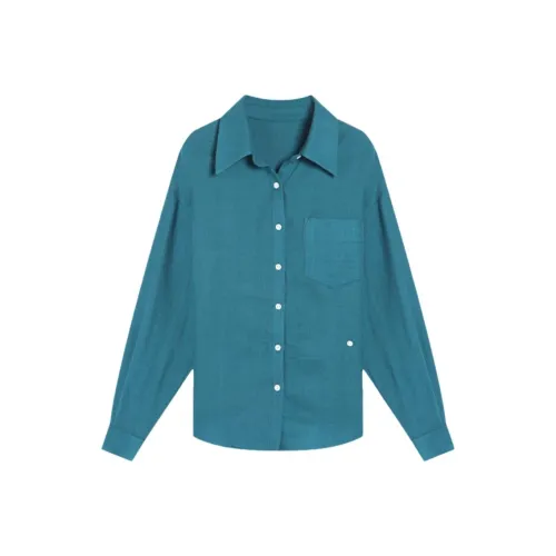 GZQJ Павлин Синий Женская Рубашка