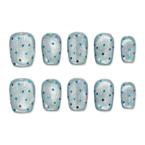 T Z Instagram стиль Black Hole Кошачий глаз False Nail Короткий Синий Однотонный Французский