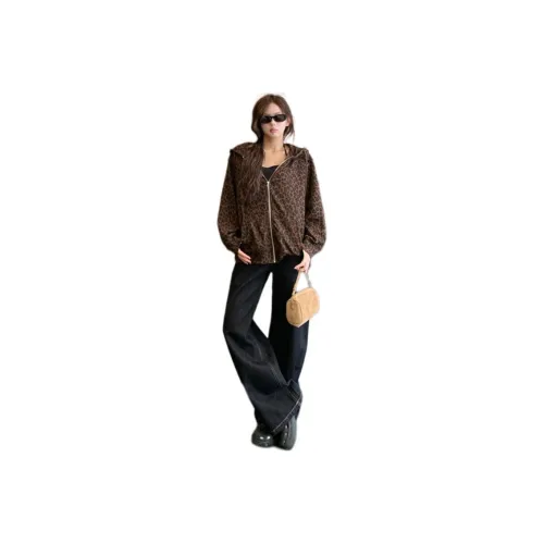 HIPHOPPUNKS Леопардовый принт Женские Свитшоты