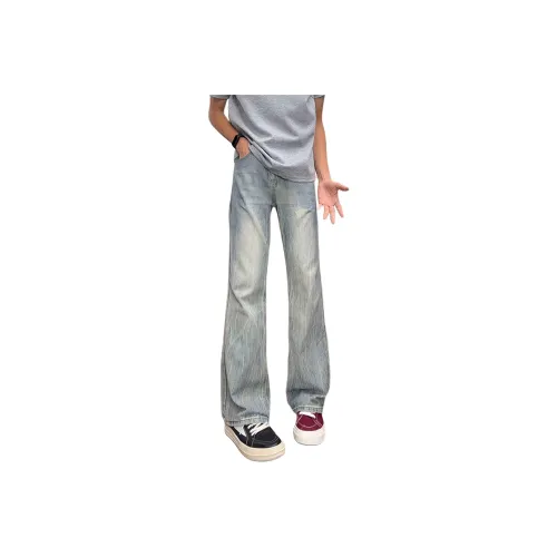 DUATOGE Светло-синие джинсы для мужчин с эластичным поясом