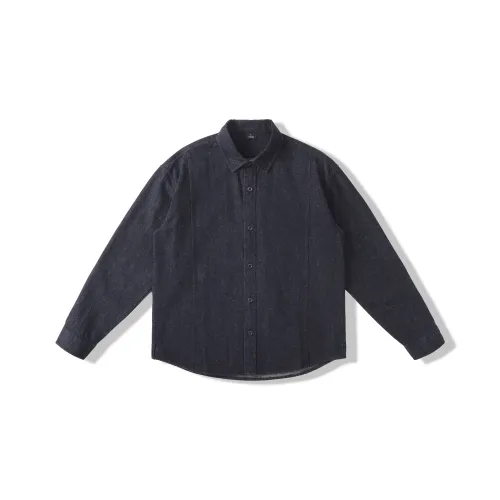 JFU Linen Blue Men's Shirts JFU Льняные синие мужские рубашки