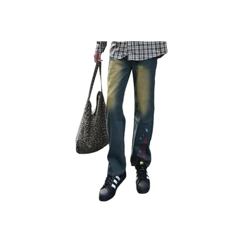 FAWENXIANGZI Blue Unisex Jeans FAWENXIANGZI Синий Унисекс Джинсы