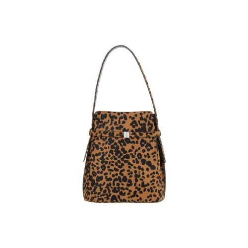 TOTEME Корова Кожа Ведрообразная Сумка Плечевая Сумка Женская с Леопардовым Принтом
