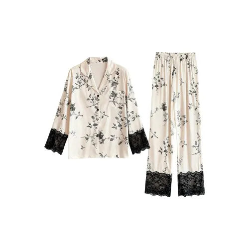 Daiyindie Осенне-зимняя пижама для женщин ледяной шелк с длинными рукавами домашняя одежда