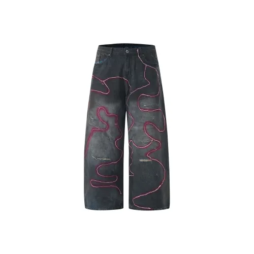 BAOMIKA Электрический Фиолетовый Серый Унисекс Джинсы