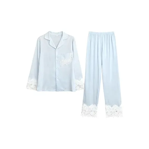 Daiyindie Осенние и зимние пижамы для женщин ледяной шелк с длинными рукавами подходящие для ношения на улице